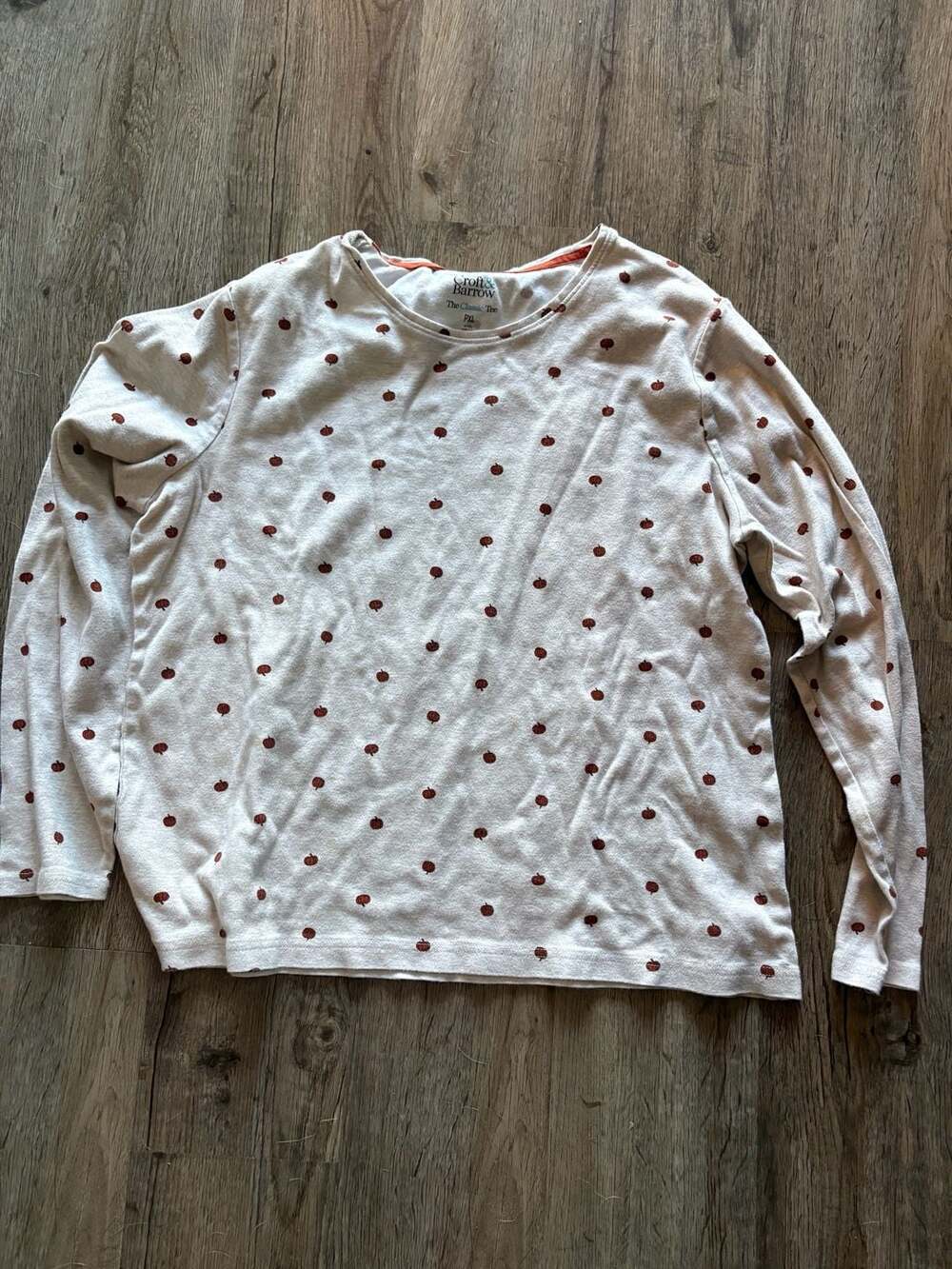 Croft & Barrow The Classic Tee Petite XL Pumpkin Print Long Sleeve Shirt